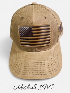 Runs Deep Tactical American Flag Brown Camo Adjustable Mesh Hat